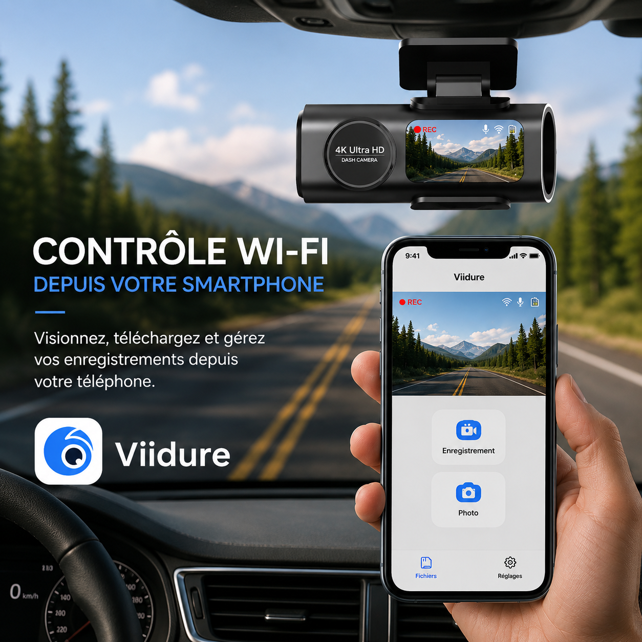 Dashcam Voiture 4K Wi-Fi | Caméra Embarquée DashioPro